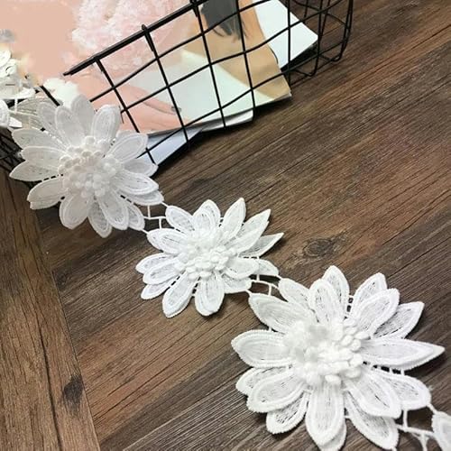 NEU Exquisite doppellagige Stickerei 3D-Spitzenblumen DIY Kleidung verkleiden Mehrzweck-Patch Gestrickte Borten Kunsthandwerk & Nähen-weiß-5 Stück Preis von ZFISH