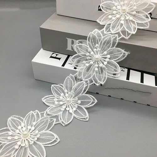 NEU Organza Stickerei Perlen Simulation Blume Spitze Stoff Applikation Hut Kopfschmuck Hochzeitskleid Kostüm Rock Patch Dekoration-5 Blumen Preis von ZFISH