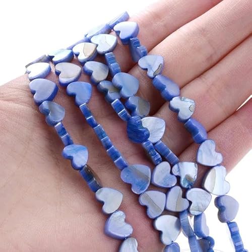 Natürliche, bunte Perlmutt-Perlen in Herzform, lose Perlen zur Schmuckherstellung, DIY-Armband, Halskette, handgefertigt, 6/8/10/12 mm, Blau, 12 mm, ca. 30 Stück von ZFISH