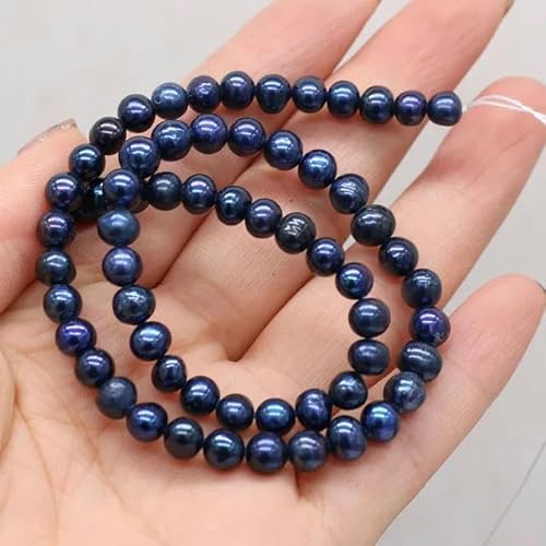 Natürliche Süßwasserperle, schwarze runde Perlen, exquisite lose Perle zur Schmuckherstellung, DIY-Charms, Armbänder, Halskettenzubehör, 36 cm, schwarze runde Perlen, 5–6 mm von ZFISH
