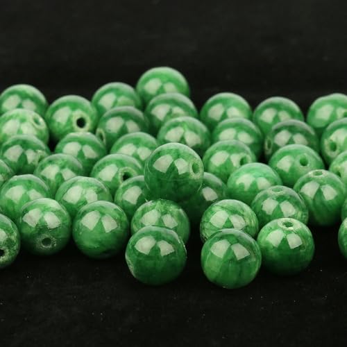 Natürliche Tigerauge-Achat-Jade-Howlith-Mineralien-Perlen, rund, lose Steinperlen zur Schmuckherstellung, DIY-Handarbeit, Armband, 4–12 mm, 15 Zoll, Grüner Jade, 8 mm, ca. 46 Stück von ZFISH