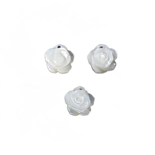 Natürlicher weißer Perlmutt-Muschel-Charm-Anhänger, Perlen, Rosenblüten-Anhänger, Halskette, Brosche, flache Rückseite, Zubehör zur Schmuckherstellung, 8 mm, e, 5 Stück von ZFISH