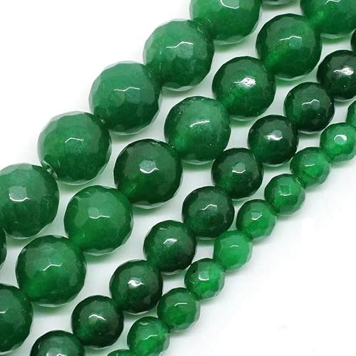 Natursteine, grüne Achat-, Jade-, Jaspis- und Tigerauge-Perlen, rund, lose Schmuckperlen zur Herstellung von Armbändern, DIY-Zubehör, 15 Zoll, facettierter Chalcedon, 4,0 mm, ca. 91 Stück von ZFISH