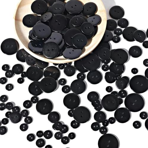 Neue 9,10,11,15,18,20,23,25mm Harz Nähen Kleidung Schwarze Knöpfe Scrapbooking Runde Zwei Löcher Botones Bottoni Botoes-10mm 100 stück von ZFISH