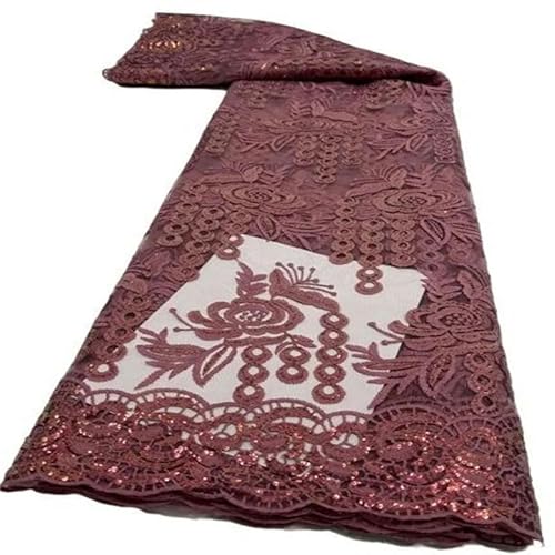 Pailletten-Spitzenstoff, Rosa/Gold, afrikanische Spitze, französischer Tüll, Pailletten-Stickerei, Spitzenstoffe für Partykleider, 48–5 Yards von ZFISH