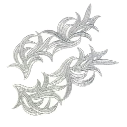 Spiegelpaar bestickte Patches Silber Floral GuiLace Applikation Patch Nähen für Kleid JA-0104 JA-035 DA008 JA-029 1882-JA008-1 Paar von ZFISH