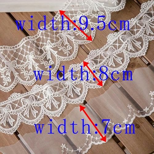 Spitzenband weiß 2 Yards Nähzubehör 3D Schmetterling Stickerei Fransenbesatz für Kleid Home Dekorative DIY Handwerk-C Breite 9,5 cm von ZFISH