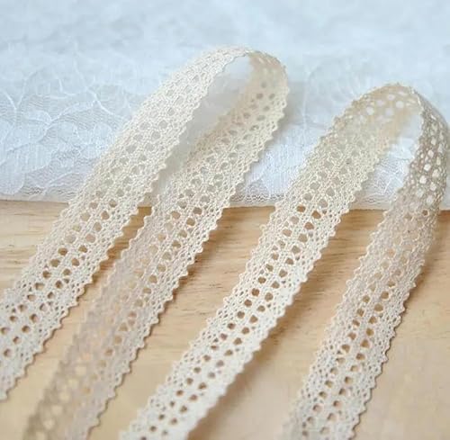 Spitzenbesatz aus 100% Baumwolle, Beige, für Kleidung, dekoratives Spitzenband für Schleife, handgefertigt, Patchwork, DIY, Heimtextilien, Nähen, 10 m/Los, 16 mm, 10 Meter von ZFISH