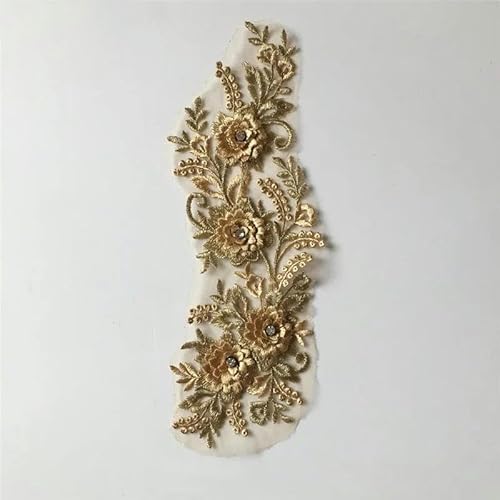 Stickerei Goldfaden 3D Blume Nähen ABS Perle Spitzen Kragen Kleid Handwerk Materialien Pailletten Anwendung Handarbeit Zubehör von ZFISH