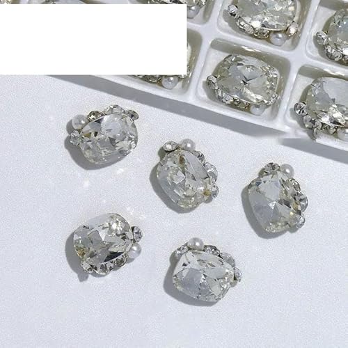 Stile Luxus-Diamant-Nagel-Charms, 3D-Legierung, AB/Perlen-Schmuck, Glitzer, Zirkon-Strass-Dekorationen, Maniküre-Zubehör, 10 Stück-JE1257-2 (10 Stück) von ZFISH