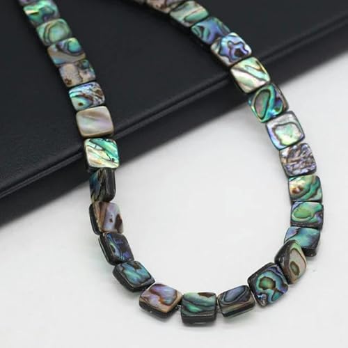 Stück natürliche Abalone-Muschel, quadratische Perlmuttmuschel, exquisite DIY-Schmuckherstellung, elegante Halskette, Armband, Schmuck, 5 Stück, Grüngold, 10 mm von ZFISH