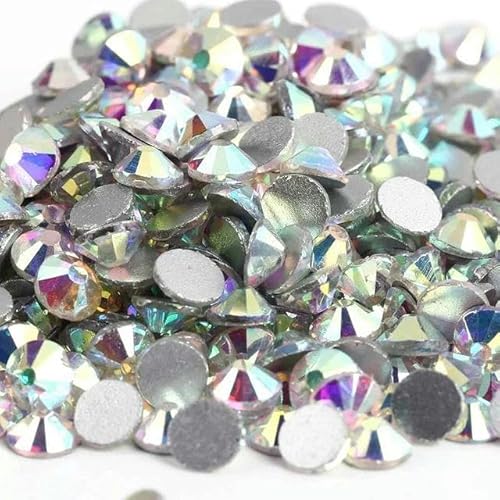 Super Glitter Crystal AB Nicht-Hotfix-Strasssteine SS3-SS50 FlatBack-Strass zum Nähen und für Stoffkleidung, Nailart-Strass-Dekorationen-Kristall AB-ss5 1440 Stück von ZFISH