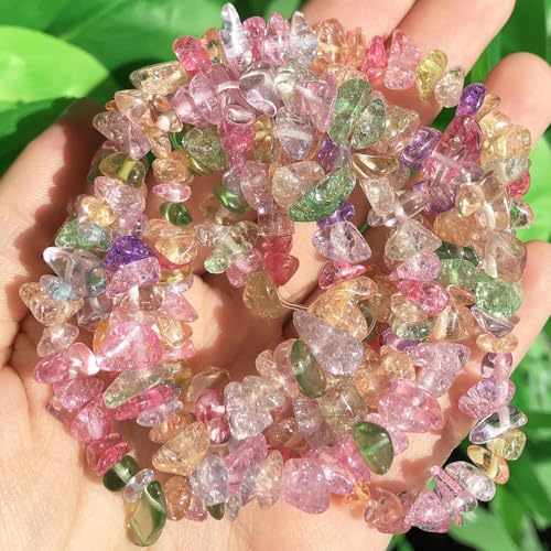 Unregelmäßige Freeform-Kiesperlen aus Naturstein, Amethyste, Tigerauge, Citrin, Granatperlen zur Schmuckherstellung, DIY-Halskette, buntes Glas, 3–5 mm, 32 Zoll von ZFISH