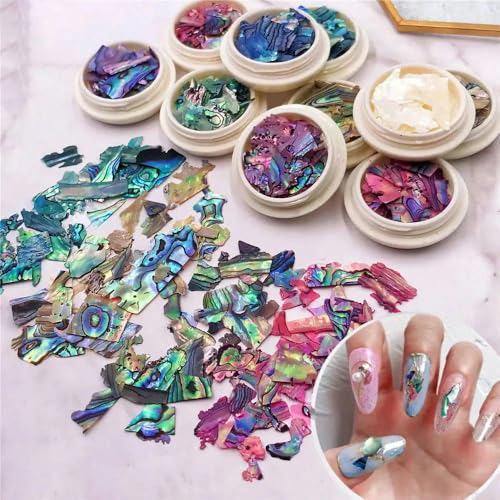 Unregelmäßige Nägel, Abalone-Muschelscheibe, 3D-Textur, natürlicher Muschelstein, Strass, Nagelkunst, Charm-Dekorationszubehör-2029, 200 g von ZFISH