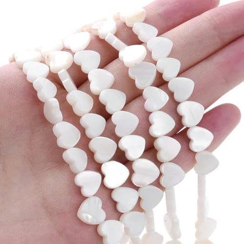 Weiße Liebesherz-Perlen aus natürlicher Muschel, flach, lose Abstandsperlen aus Muschelmutter, zur Schmuckherstellung, DIY-Armband, Halskettenzubehör, 5–12 mm von ZFISH