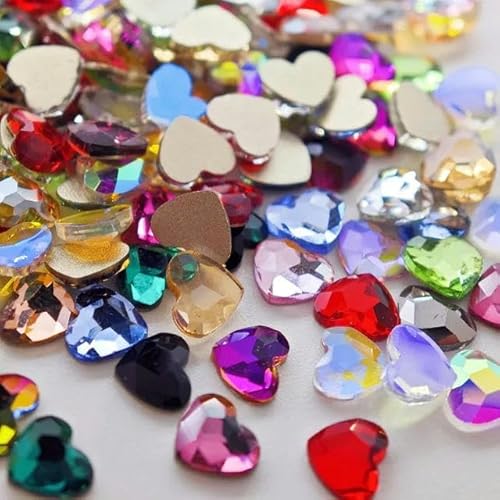 wholesale 5,5 * 6 mm Herz Hot Flat Back Nail Strass Speziell geformte Kristalle Nail Art Stones 3D Personalisierte Dekoration-5,5 x 6 mm Mix 100 Stück von ZFISH