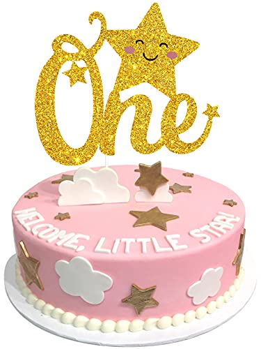 Twinkle Twinkle Little Star One Kuchendekoration – Stern Happy 1st Birthday Gold Glitzer Kuchenaufsatz – Little Star Party Kuchendekoration von ZFMY Wong