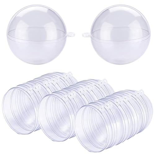 15 Pcs Christmas Clear Baubles Transparent Fillable Ball 30 Pieces DIY Bath Bomb Molds, 7cm Clear Plastic Ball Clear Plastic Fillable Craft Balls Ball Mold for Craft Bath Christmas 70mm von ZGCXRTO