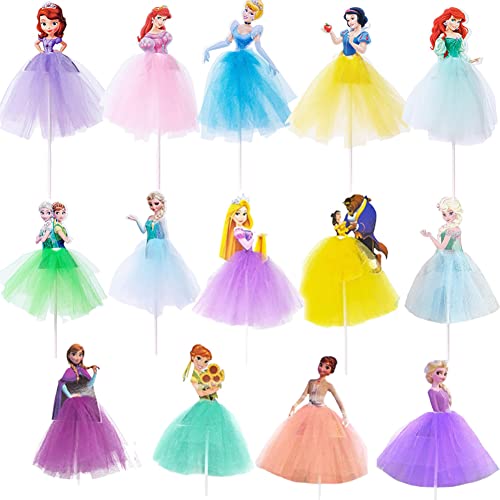 ZGCXRTO Prinzessinnen Cake Toppers 14 Stück Geburtstag Princess Tortendeko Mädchen Topper Set für Mädchen Themenparty Party Kuchen Dekoration von ZGCXRTO