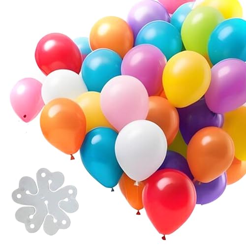 100 Stück Runde Ballons, 20 Stück Ballonmodellierungsclips, Latexballonsets, Farbige Dekorative Ballons, Partyballons von ZGDEIWGF