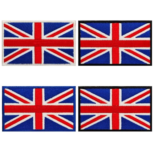 4 Stück Gestickter Union Jack-Aufnäher, Flaggen-Gesticktes Abzeichen, Taktischer Stoff-Aufnäher, Aufnäher Für Rucksack-Aufnäher, Diy-Aufnäher Zum Aufbügeln, Gesticktes Abzeichen von ZGDEIWGF