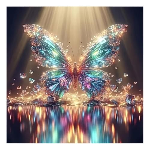 5D DIY Diamond Painting Schmetterling für Erwachsene, 5D DIY Diamant Malerei Set, Schmetterlinge und Kristall Diamant Kunst Bilder für Wanddekoration,Malerei Set für Anfänger und Profis (30x30cm) von ZGDYi