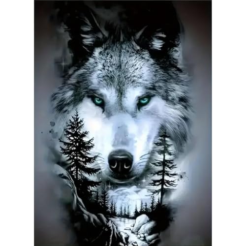 5D DIY Diamond Painting Wolf, 5D Diamant Painting Kits Bilder für Erwachsene, DIY Vollständige Diamant Kunst Set, DIY Malen nach Zahlen für Anfänger und Profis, Gemälde Wanddekoration (30x40cm) von ZGDYi