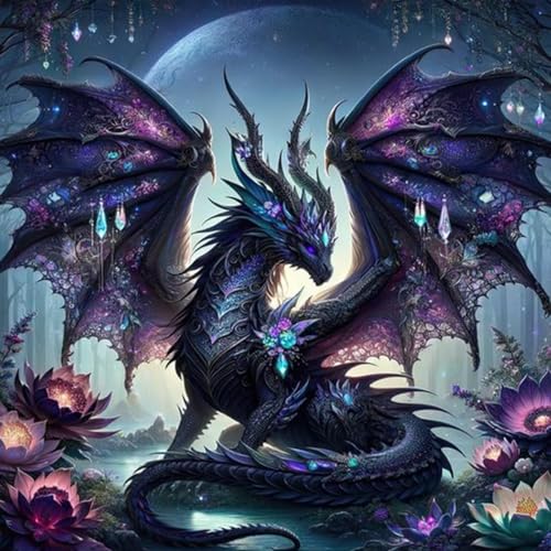 5D Diamond Painting Drache, Bunter Drachen Diamant Painting Set für Erwachsene, DIY Diamant Malerei Kunstbilder,Full Drill Stickerei Set für Wanddekoration,Ideal als Geschenk für Zuhause (35x35cm) von ZGDYi