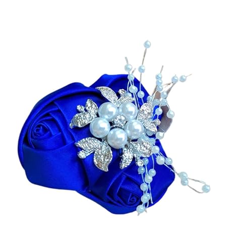 Brautjungfern Handgelenk Blumen 2 STÜCK Strass Elfenbein Rose Handgelenk Corsage Hochzeit Bräutigam Trauzeugen Boutonniere for Hochzeit Mutter der Braut Bräutigam Abschlussball Blumen für Hochzeit Par von ZGXNYI