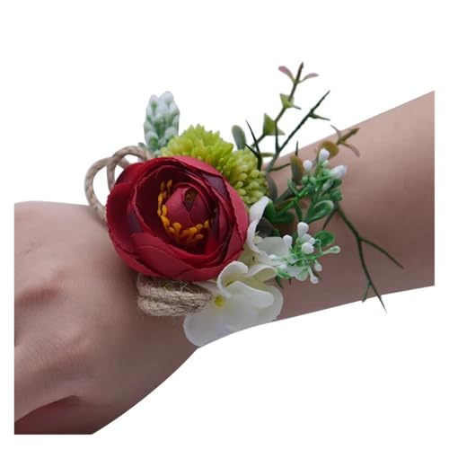 Brautjungfern Handgelenk Blumen 2 Stück Brautjungfern-Handblumen, Damen-Hochzeitsarmband, Braut-, Abschlussball-, Handgelenk-Corsage, erröten rosa Seidenblumen-Corsage für Hochzeit Party Prom Dekorati von ZGXNYI