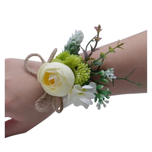 Brautjungfern Handgelenk Blumen 2 Stück Brautjungfern-Handblumen, Damen-Hochzeitsarmband, Braut-, Abschlussball-, Handgelenk-Corsage, erröten rosa Seidenblumen-Corsage für Hochzeit Party Prom Dekorati von ZGXNYI