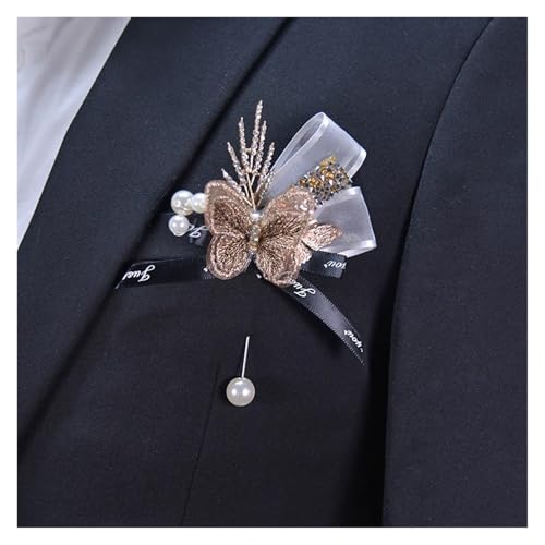 Brautjungfern Handgelenk Blumen 2 Stück schöne Stickerei Schmetterling Strass Perlen Armband Abschlussball Party Mädchen Brautjungfer Hochzeit Handgelenk Corsage Blumen für Hochzeit Party Prom Dekorat von ZGXNYI