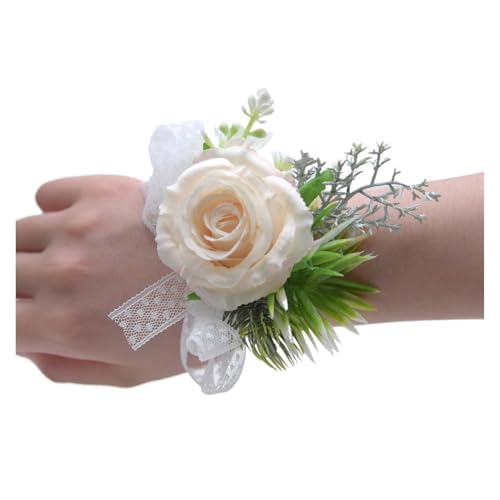 Brautjungfern Handgelenk Blumen 2PCS Handgelenk Corsagen Armband Hochzeit Brautjungfer Braut Dusche Prom Party Spitze Braut Hand Blume Corsage Armband für Hochzeit Party Prom Dekorationen(Color 3) von ZGXNYI