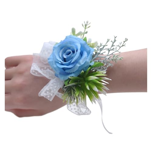 Brautjungfern Handgelenk Blumen 2PCS Handgelenk Corsagen Armband Hochzeit Brautjungfer Braut Dusche Prom Party Spitze Braut Hand Blume Corsage Armband für Hochzeit Party Prom Dekorationen(Color 6) von ZGXNYI