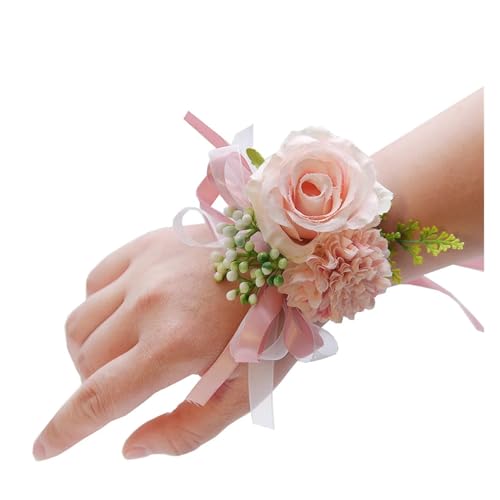 Brautjungfern Handgelenk Blumen 2PCS Hochzeit Boutonniere Seidenblume Knopfloch Hübsche Gartenblume Prom Corsage Brautjungfern Braut Handgelenk Corsage für Hochzeit Party Prom Dekorationen(Green) von ZGXNYI