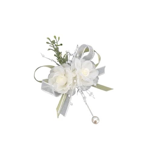 Brautjungfern Handgelenk Blumen 2PCS Perle Handgelenk Blume Hochzeit Corsage Armband Band Prom Braut Brautjungfer Corsage Festivals Feiern Zubehör Supplie für Hochzeit Party Prom Dekorationen(Color-B) von ZGXNYI