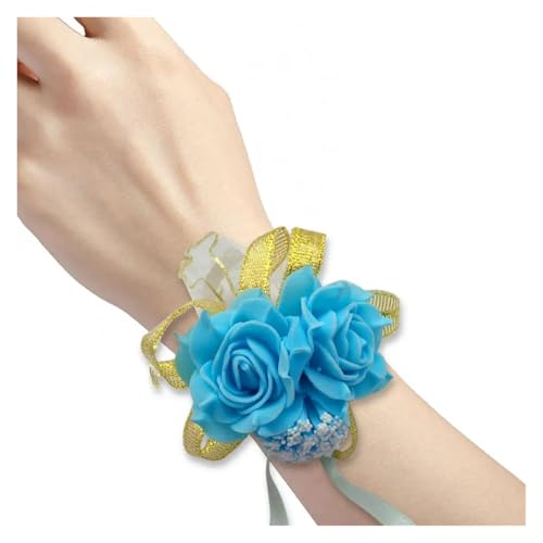 Brautjungfern Handgelenk Blumen 4 Stück Band Rose Handgelenk Corsage Mädchen Brautjungfer Handgelenk Blume Hochzeit Satin Rose Armband Rose Blume Braut Brautjungfer Handgelenk Corsage für Hochzeit Par von ZGXNYI