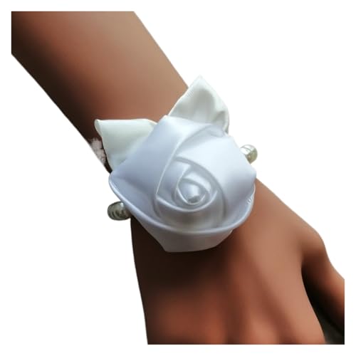 Brautjungfern Handgelenk Blumen 4 Stück Hochzeit Braut Mädchen Brautjungfer Blumen Hand Handgelenk Corsage Verstellbares Band Rosenarmband Zeremonie Party Abschlussball Blume für Hochzeit Party Prom D von ZGXNYI