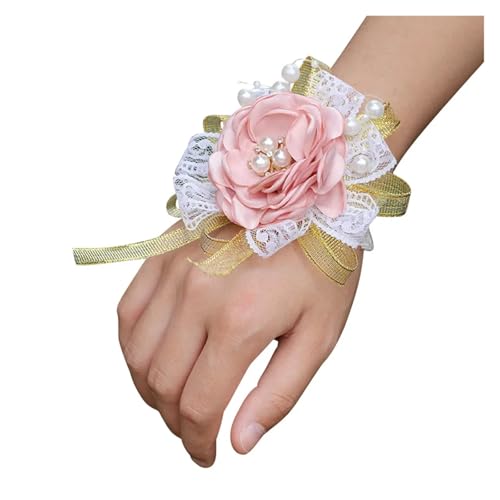 Brautjungfern Handgelenk Blumen Braut Brautjungfer Handgelenk Corsage Leder Rosa Simulation Blumenband DIY Party Hochzeit Zubehör Boutonnieres for Anzüge Hochzeit für Hochzeit Party Prom Dekorationen( von ZGXNYI