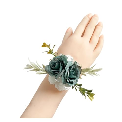 Brautjungfern Handgelenk Blumen Hochzeit Handgelenk Corsage Armband for Braut Brautjungfern Boutonniere Männer Pins Künstliche Blumen Seidenrosen Braut Bräutigam Zubehör für Hochzeit Party Prom Dekora von ZGXNYI