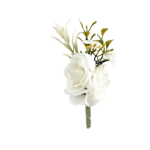 Brautjungfern Handgelenk Blumen Hochzeit Handgelenk Corsage Armband for Braut Brautjungfern Boutonniere Männer Pins Künstliche Blumen Seidenrosen Braut Bräutigam Zubehör für Hochzeit Party Prom Dekora von ZGXNYI