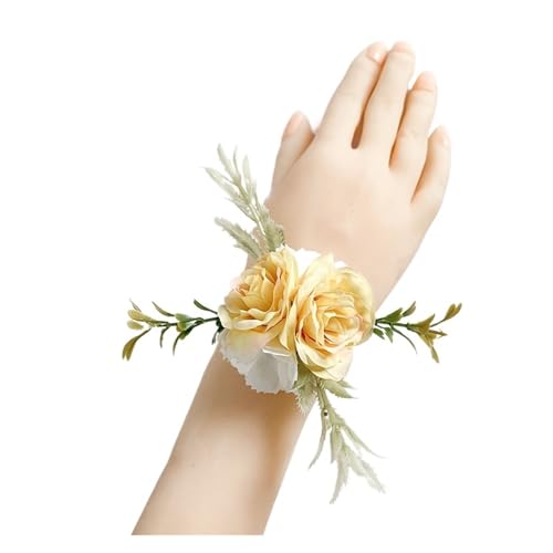 Brautjungfern Handgelenk Blumen Hochzeit Handgelenk Corsage Armband for Braut Brautjungfern Boutonniere Männer Pins Künstliche Blumen Seidenrosen Braut Bräutigam Zubehör für Hochzeit Party Prom Dekora von ZGXNYI