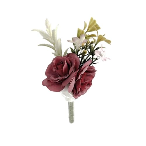 Brautjungfern Handgelenk Blumen Hochzeit Handgelenk Corsage Armband for Braut Brautjungfern Boutonniere Männer Pins Künstliche Blumen Seidenrosen Braut Bräutigam Zubehör für Hochzeit Party Prom Dekora von ZGXNYI