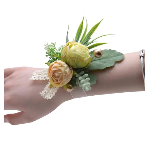 ZGXNYI Brautjungfern Handgelenk Blumen 2PCS Künstliche Rose Blumen Handgelenk Corsage Brautjungfer Hochzeit Zubehör Armband für Hochzeit Party Prom Dekorationen(Color 06) von ZGXNYI