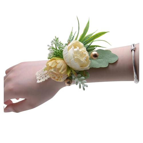 ZGXNYI Brautjungfern Handgelenk Blumen 2PCS Künstliche Rose Blumen Handgelenk Corsage Brautjungfer Hochzeit Zubehör Armband für Hochzeit Party Prom Dekorationen(Color 07) von ZGXNYI