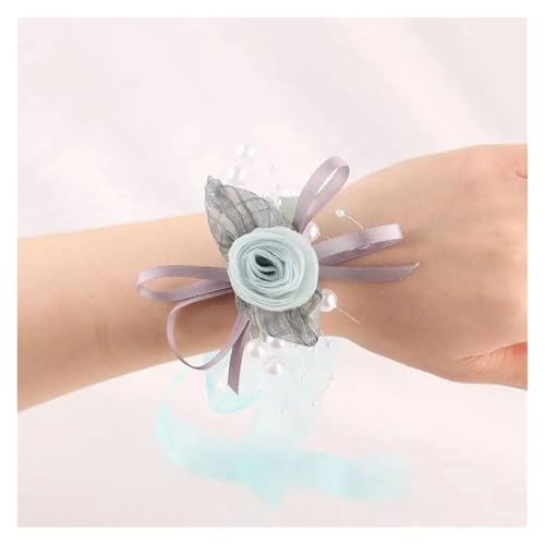 ZGXNYI Brautjungfern Handgelenk Blumen Braut Handgelenk Corsage Handgelenk Band Brautjungfer Blumen Boutonniere Handgelenk Blumen for Hochzeit Tanz Party für Hochzeit Party Prom Dekorationen(Blue) von ZGXNYI