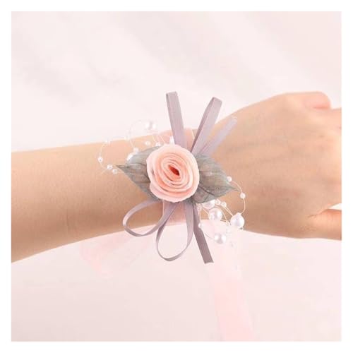 ZGXNYI Brautjungfern Handgelenk Blumen Braut Handgelenk Corsage Handgelenk Band Brautjungfer Blumen Boutonniere Handgelenk Blumen for Hochzeit Tanz Party für Hochzeit Party Prom Dekorationen(Pink) von ZGXNYI