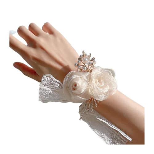 ZGXNYI Brautjungfern Handgelenk Blumen Perle Handgelenk Blume Hochzeit Corsage Armband Band Prom Braut Brautjungfer Corsage Festivals Feiern Zubehör Supplie für Hochzeit Party Prom Dekorationen von ZGXNYI