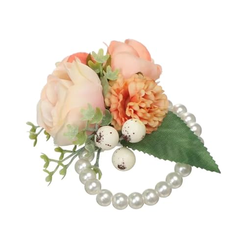 ZGXNYI Brautjungfern Handgelenk Blumen Stereoskopische Blumen Braut-Handgelenk-Corsage/Brautjungfern-Handgelenk-Corsage für Hochzeit Party Prom Dekorationen(Orange) von ZGXNYI