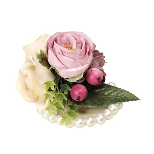 ZGXNYI Brautjungfern Handgelenk Blumen Stereoskopische Blumen Braut-Handgelenk-Corsage/Brautjungfern-Handgelenk-Corsage für Hochzeit Party Prom Dekorationen(Purple) von ZGXNYI